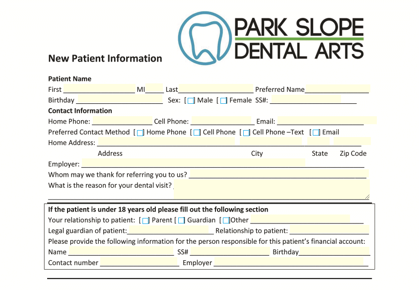 Patient Info in Brooklyn, NY Park Slope Dental Arts